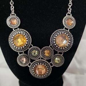 Beautiful Silver Tone And Pastel Cabachons Premier Design Necklace